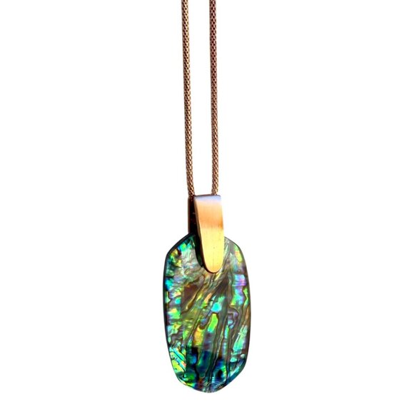 Kendra Scott Long Rose Gold Pendant Necklace 30"– Abalone Shell - Picture 5 of 8